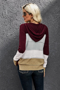 Colorblock Zip Up Sweater Hoodie