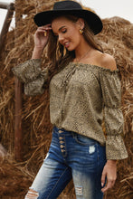 Load image into Gallery viewer, Frilled Off Shoulder Cheetah Top
