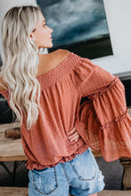 Load image into Gallery viewer, Swiss Dot Off The Shoulder Tiered Sleeve Top
