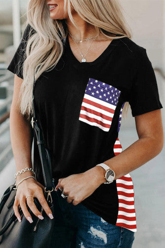 Black Top w/American Flag Back & Pocket