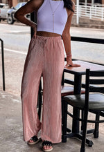 Load image into Gallery viewer, Drawstring High Waisted Textured Pants
