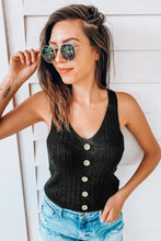 Load image into Gallery viewer, Black Button Knit Tank
