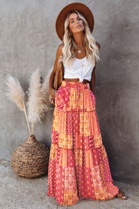 Boho Paisley Tiered Maxi Skirt