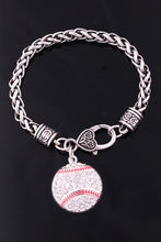 Load image into Gallery viewer, Silver Bracelet w/Baseball Charm
