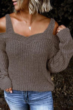 Load image into Gallery viewer, Sweetheart Neckline Cold Shoulder Sweater
