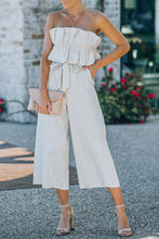 Load image into Gallery viewer, Khaki Ruffled Strapless Wide Leg Jumpsuit
