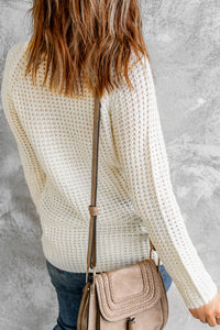 Button Wrap Turtleneck Sweater