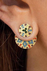 Bohemian Rhinestone Geometric Asymmetric Stud Earrings