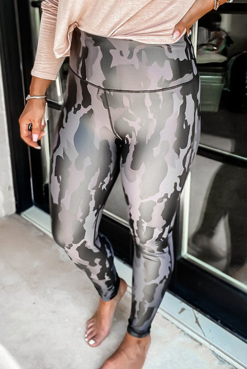 Shiny Gray Camo High Waisted Workout Leggings – The Tipsy Gypsy Boutique