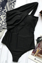 Load image into Gallery viewer, Black One Shoulder One Piece Swimsuit
