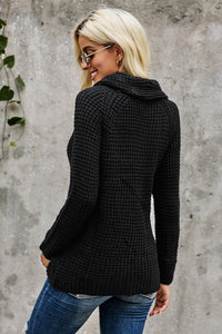 Button Wrap Turtleneck Sweater