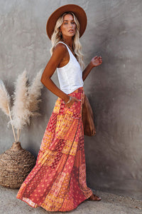 Boho Paisley Tiered Maxi Skirt