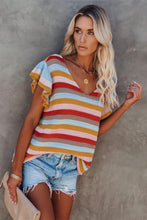 Load image into Gallery viewer, Striped Ruffle Sleeve Top
